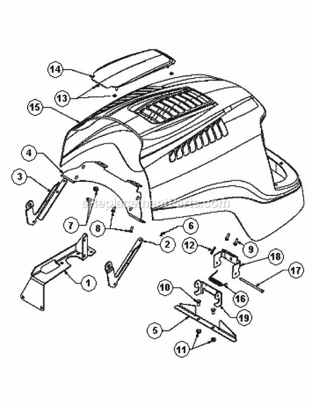 Hood, Service Kit 759-04115a Diagram and Parts List for 7284 54AD74H-710, 54AT74H-710 Cub Cadet Lawn Tractor